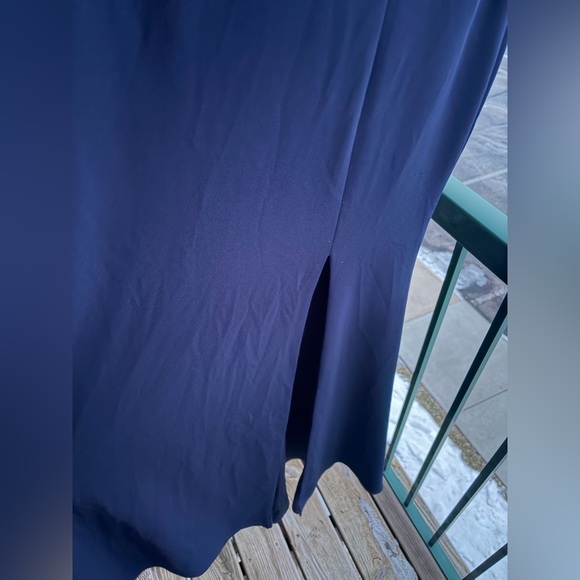 🆕 AQUA Formal Navy Blue Sleeveless Maxi Dress Slit Elegant Evening Gown Size 8 - Picture 9 of 15